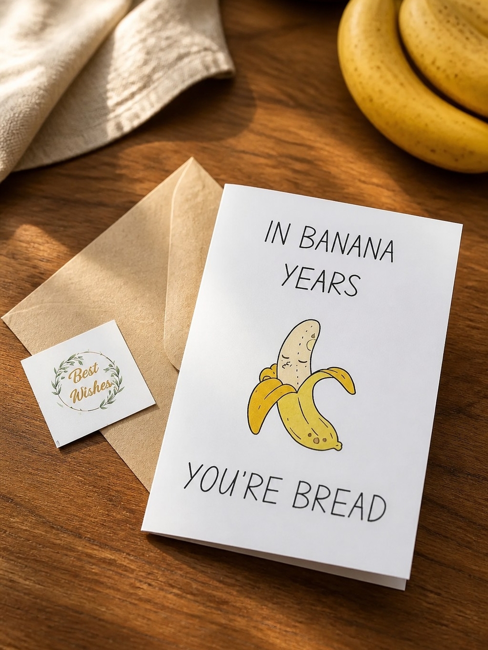Humorous Banana Birthday Card - "In Banana Years You're Bread"
